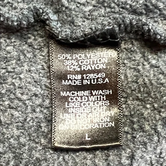 AVIATOR MEN’S NATION RELAXED PULLOVER CHARCOAL HOODIE SZ L - Picture 8 of 13